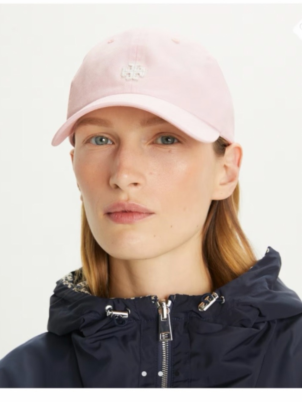 Tory Burch Cream Baseball Cap with Navy Logo - Picture 8 of 8